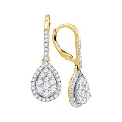 1.37 CTW Diamond Leverback Teardrop Dangle Earrings 14KT Yellow Gold - REF-119M9H