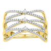 Image 1 : 0.50 CTW Diamond Crisscross Crossover Strand Ring 10KT Yellow Gold - REF-37X5Y