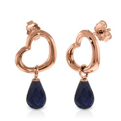 Genuine 6.6 ctw Sapphire Earrings Jewelry 14KT Rose Gold - REF-47K2V