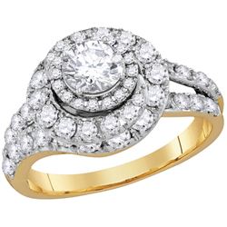 2 CTW Certified Diamond Engagement Bridal Ring 14k Yellow Gold - REF-330X2Y