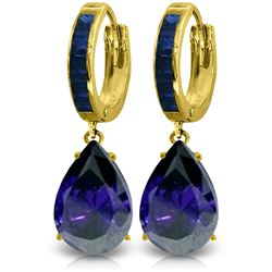 Genuine 10.60 ctw Sapphire Earrings Jewelry 14KT Yellow Gold - REF-114Z5N