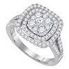Image 1 : 1 CTW Princess Diamond Cluster Bridal Engagement Ring 14KT White Gold - REF-119Y9X