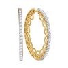 Image 1 : 1 CTW Diamond Single Row Luxury Hoop Earrings 10KT Yellow Gold - REF-89X9Y