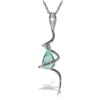 Genuine 2.28 ctw Blue Topaz & Diamond Necklace Jewelry 14KT White Gold - REF-49T3A