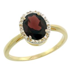 Natural 1.22 ctw Garnet & Diamond Engagement Ring 10K Yellow Gold - REF-20H9W