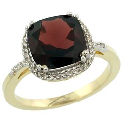 Natural 4.11 ctw Garnet & Diamond Engagement Ring 10K Yellow Gold - REF-38V2F