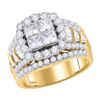 Image 1 : 2.99 CTW Princess Diamond Cluster Bridal Engagement Ring 14KT Yellow Gold - REF-344Y9X