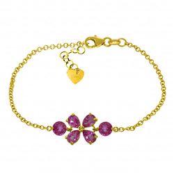 Genuine 3.15 ctw Pink Topaz Bracelet Jewelry 14KT Yellow Gold - REF-56Y5F