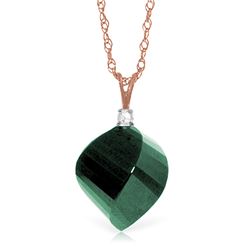 Genuine 15.3 ctw Green Sapphire Corundum & Diamond Necklace Jewelry 14KT Rose Gold - REF-31K4V