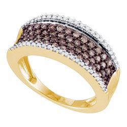 0.80 CTW Cognac-brown Color Diamond Ring 10KT Yellow Gold - REF-57F2N