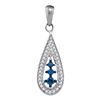 Image 1 : 0.20 CTW Blue Color Diamond Teardrop Pendant 10KT White Gold - REF-12H8M