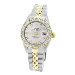 Rolex Pre-owned 26mm Womens Custom White Mother of Pearl Two Tone - REF-530R4M