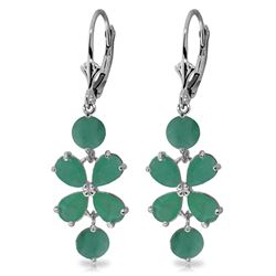 Genuine 5.32 ctw Emerald Earrings Jewelry 14KT White Gold - REF-70N4R