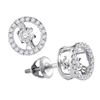 Image 1 : 0.20 CTW Diamond Solitaire Stud Screwback Earrings 10KT White Gold - REF-30X2Y