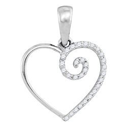 0.11 CTW Diamond Clef Heart Pendant 10KT White Gold - REF-8X2Y