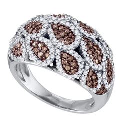 1.04 CTW Brown Color Diamond Fashion Ring 10KT White Gold - REF-71H9M