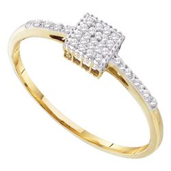 0.07 CTW Diamond Cluster Ring 10KT Yellow Gold - REF-8K9W