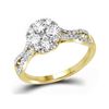 Image 1 : 1.02 CTW Diamond Cluster Bridal Engagement Ring 10KT Yellow Gold - REF-132N2F