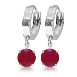 Genuine 2.5 ctw Ruby Earrings Jewelry 14KT White Gold - REF-33Z6N