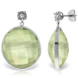 Genuine 36.06 ctw Green Amethyst & Diamond Earrings Jewelry 14KT White Gold - REF-87W5Y