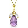 Genuine 7.2 ctw Amethyst & White Topaz Necklace Jewelry 14KT Yellow Gold - REF-30H5X