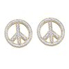 0.15 CTW Diamond Peace Sign Circle Screwback Stud Earrings 10KT Yellow Gold - REF-22H4M