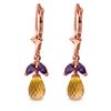 Image 1 : Genuine 3.4 ctw Citrine & Amethyst Earrings Jewelry 14KT Rose Gold - REF-26N6R