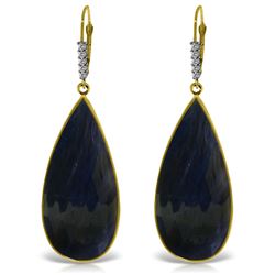 Genuine 42.15 ctw Sapphire & Diamond Earrings Jewelry 14KT Yellow Gold - REF-133W6Y