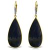 Genuine 42.15 ctw Sapphire & Diamond Earrings Jewelry 14KT Yellow Gold - REF-133W6Y