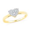 Image 1 : 0.16 CTW Diamond Simple Heart Cluster Ring 10KT Yellow Gold - REF-18Y2X