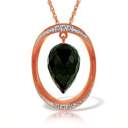 Genuine 12.35 ctw Black Spinel & Diamond Necklace Jewelry 14KT Rose Gold - REF-105T7A