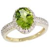 Image 1 : Natural 2.3 ctw Peridot & Diamond Engagement Ring 14K Yellow Gold - REF-41A7V