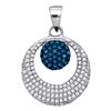 Image 1 : 0.40 CTW Blue Color Diamond Cluster Circle Pendant 10KT White Gold - REF-24H2M