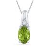 Image 1 : 1.01 CTW Oval Created Green Peridot Solitaire Diamond Pendant 10KT White Gold - REF-6Y2X