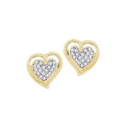 0.10 CTW Diamond Milgrain Heart Cluster Earrings 10KT Yellow Gold - REF-14K9W