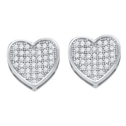 0.25 CTW Diamond Heart Love Cluster Earrings 10KT White Gold - REF-22N4F