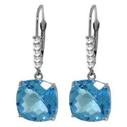 Genuine 7.35 ctw Blue Topaz & Diamond Earrings Jewelry 14KT White Gold - REF-57H3X