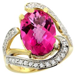 Natural 6.22 ctw pink-topaz & Diamond Engagement Ring 14K Yellow Gold - REF-134N9G