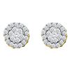 Image 1 : 0.73 CTW Diamond Flower Screwback Earrings 14KT Yellow Gold - REF-57H2M