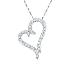 0.20 CTW Diamond Heart Love Pendant 10KT White Gold - REF-13H4M