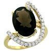 Natural 5.89 ctw Smoky-topaz & Diamond Engagement Ring 14K Yellow Gold - REF-91K4R