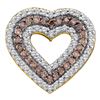 0.76 CTW Cognac-brown Color Diamond Heart Outline Pendant 14KT Yellow Gold - REF-59M9H