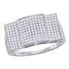 Image 1 : 0.50 CTW Mens Pave-set Diamond Rectangle Dome Cluster Ring 10KT White Gold - REF-59X9Y