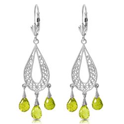 Genuine 3.75 ctw Peridot Earrings Jewelry 14KT White Gold - REF-45R8P