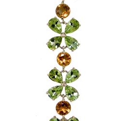 Genuine 20.7 ctw Peridot & Citrine Bracelet Jewelry 14KT White Gold - REF-142R9P
