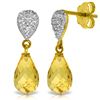 Genuine 4.53 ctw Citrine & Diamond Earrings Jewelry 14KT Yellow Gold - REF-25M6T