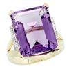 Natural 12.13 ctw Amethyst & Diamond Engagement Ring 14K Yellow Gold - REF-71A2V