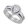 0.51 CTW Diamond Teardrop 3-Piece Bridal Engagement Ring 10KT White Gold - REF-59M9H