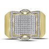 Image 2 : 0.48 CTW Mens Diamond Framed Square Cluster Ring 10KT Yellow Gold - REF-67Y4X