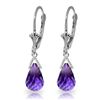 Genuine 4.5 ctw Amethyst Earrings Jewelry 14KT White Gold - REF-22W7Y